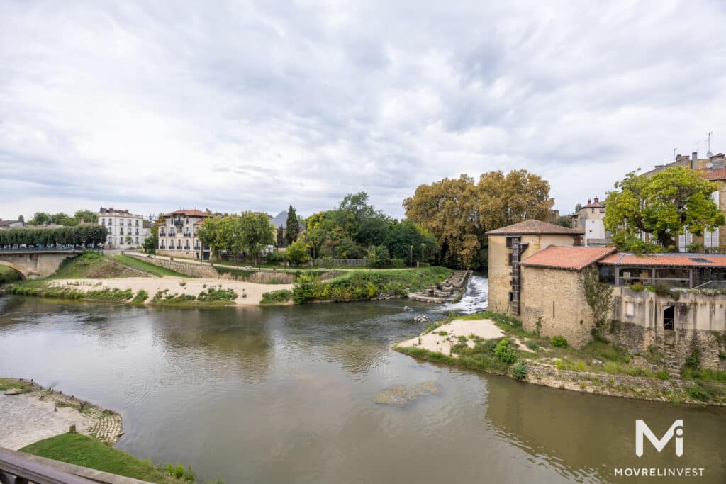 Vue panoramique d'une rivière avec des bâtiments historiques